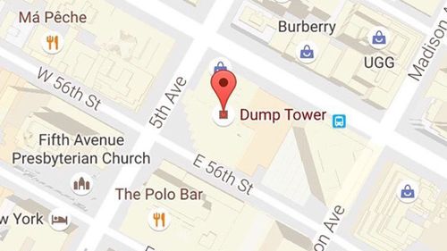 Trump Tower renamed ‘Dump Tower’ in Google Maps