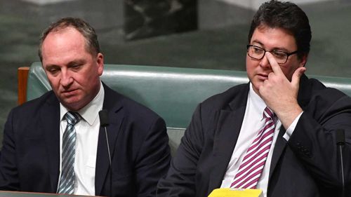 Barnaby Joyce and Mr Christensen in Parliament (Image: AAP)