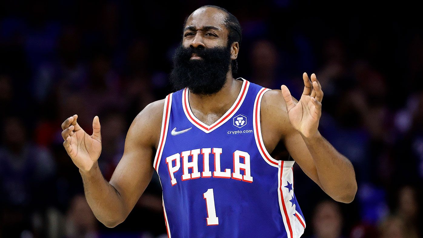 James Harden #1 of the Philadelphia 76ers in action during game six