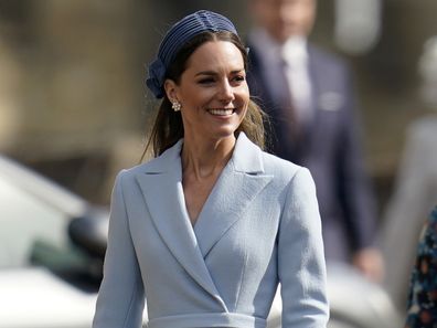 The Duchess of Cambridge attends the Easter Mattins Service at St George's Chapel at Windsor Castle in Berkshire in 2023.