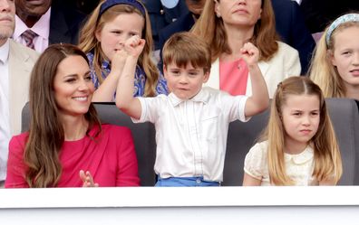 Prince Louis of Cambridge dances during the Platinum Pageant on June 05, 2022 in London, England.