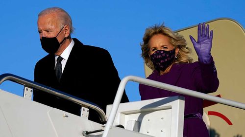 Joe and Jill Biden arrive in Washington DC.