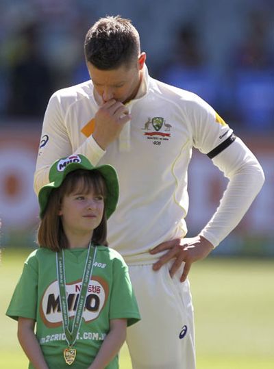 It was an emotional moment for the Australian skipper. (AAP)