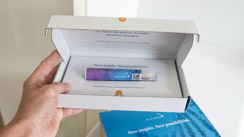 Just order the kit, pop a sample on the swab, and return to sender. Picture: Microba