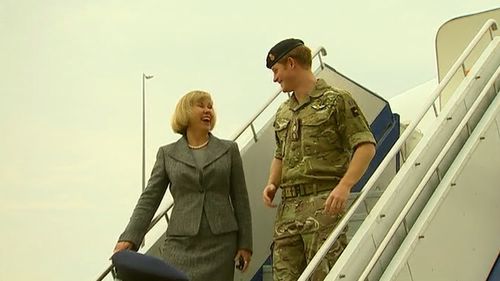 Harry touches down in Canberra. (9NEWS)