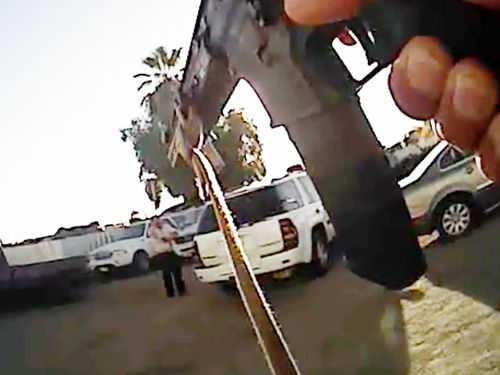 Police bodycam footage shows the moment the rampage ended.