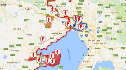 A map of some of the outages overnight. (Powercor.com.au)