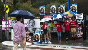 Strathfield by-election. Wet weather. Burwood Public School. February 12, 2022.  