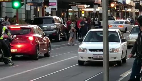 The two men were seen brawling at Prahran about 6pm yesterday.