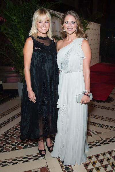 Princess Madeleine of Sweden and actress Malin Akerman at the World Childhood Foundation Gala in New York, September 16, 2016