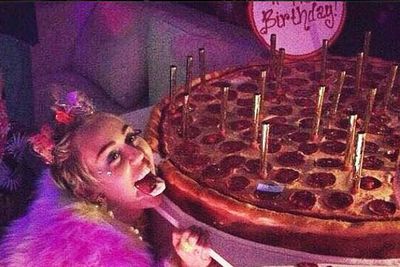 Now here's an original idea for a birthday cake. Miley posted this pic on Instagram to mark her big day.