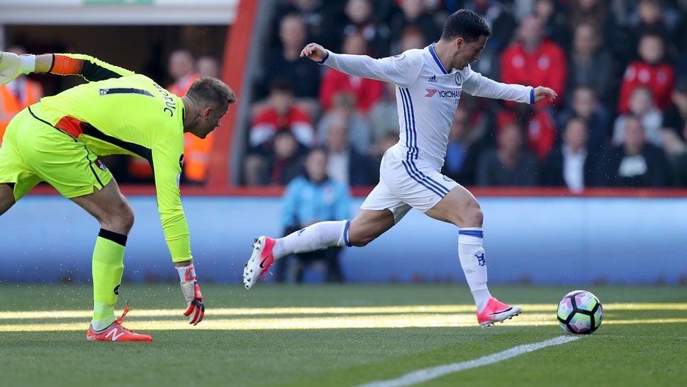 Eden Hazard scores for Chelsea against Bournemouth. (AAP)