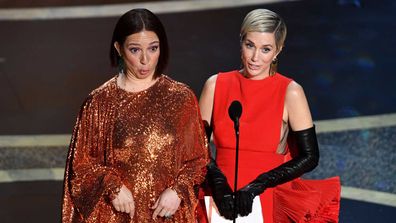 Maya Rudolph and Kristen Wiig speak onstage during the 92nd Annual Academy Awards at Dolby Theatre on February 09, 2020.