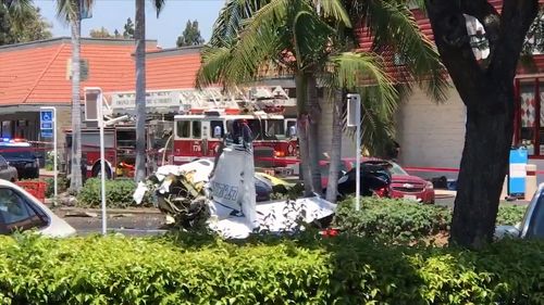 Five people have died after a light plane crashed into a carpark in Southern California.