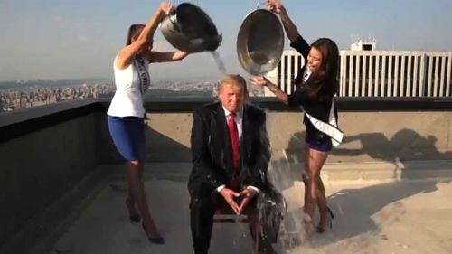 In August 2014 Donald Trump did the ice bucket challenge on the roof of Trump Tower in New York. He dared then US President Barack Obama to do the same.
