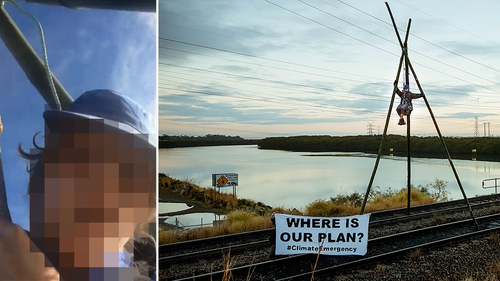 The incident comes just days after a teenage boy was also arrested at the same spot of Weekes' protest for balancing above a train line.