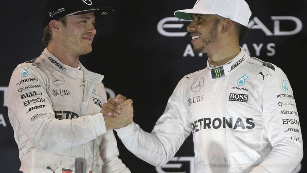 Nico Rosberg (left) and Lewis Hamilton (right). (AAP)