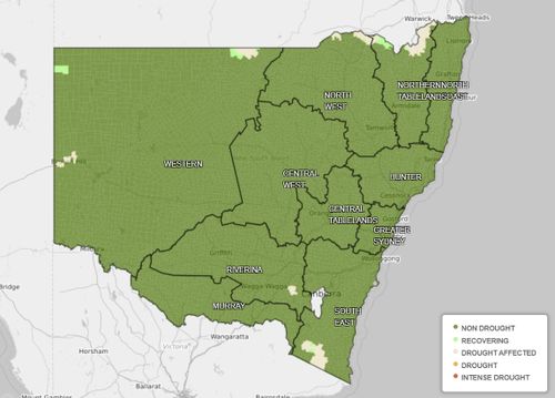 The Combined Drought Indicator shows just 1.4 percent of NSW is now affected by drought. At the height of the recent drought almost 100 percent of the state was either in drought or drought affected.