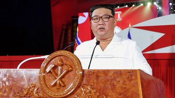 North Korean leader Kim Jong Un delivers a speech