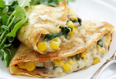 Spinach and corn crepes