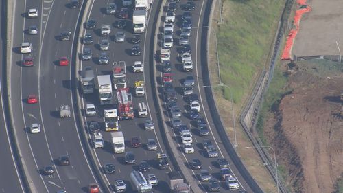 Traffic has backed up on the M4 after a crash at Auburn in Sydney's west.