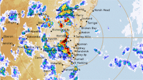 The storm cell moved over the Sydney CBD in just 20 minutes. 