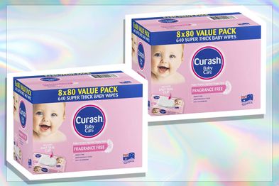 Curash Fragrance Free Baby Wipes, 640 wipes (8 x 80 pack)