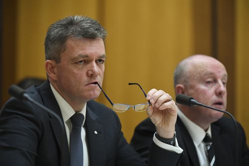 Commissioner of the Australian Federal Police (AFP) Andrew Colvin speaks during a hearing of parliamentary intelligence and security committee at Parliament House in Canberra. 