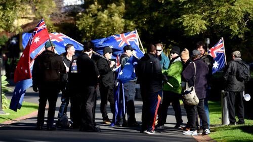Far-right protesters turned out to a Melbourne rally. (AAP)