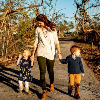 Katie Ricca with two of her five children.