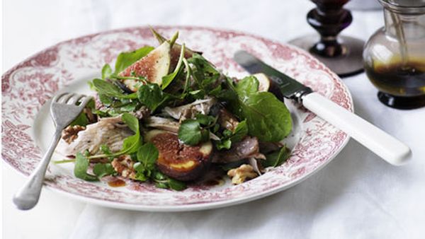 Turkey, fig and duck liver salad