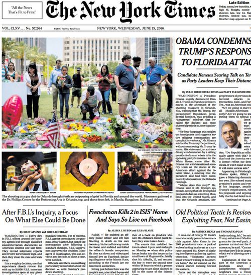 Front page of The New York Times.