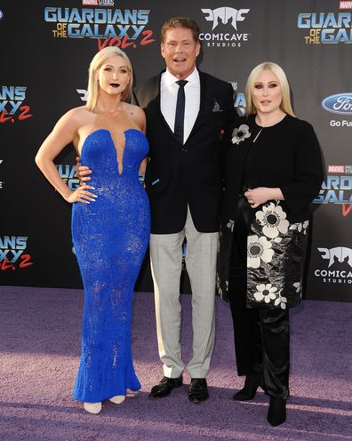 Taylor Ann Hasselhoff, David Hasselhoff and daughter Hayley Hasselhoff at the premiere of "Guardians of the Galaxy Vol. 2" in 2017.