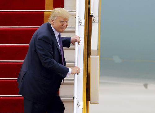 Trump makes a comment as he boards Air Force One in Asia. 