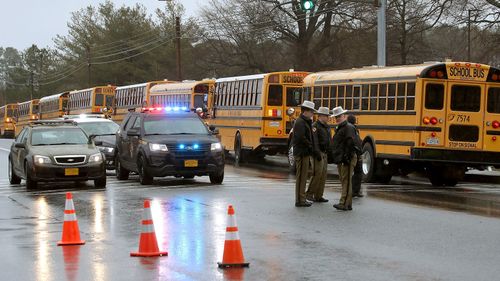 Police outside Great Mills High School following a shooting. (Getty)