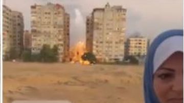 A﻿ woman&#x27;s live cross from Gaza has been interrupted by an explosion.