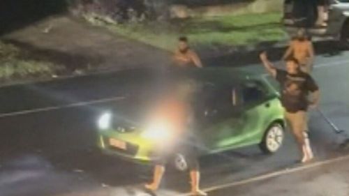 The fight initially involved brooms, rakes and shovels.