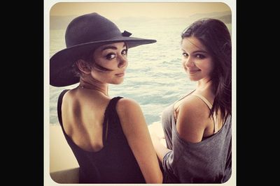 @therealsarahhyland: Luckiest girls in the world. Yacht to work. @arielwinter will forever be my little sister <3