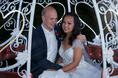 Liv Arnold with her husband Tim  on their wedding day.