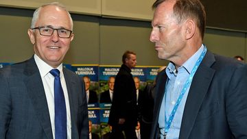 Prime Minister Malcolm Turnbull and former prime minister Tony Abbott speak during the NSW Liberal Party Futures convention in 2017.