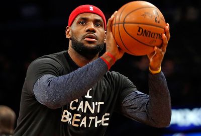 James chose the occasion to don a "I can't breathe" shirt in warm-ups...