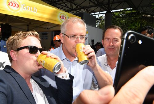 Mr Morrison proved he could try a XXXX Gold with the best of them.