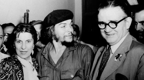 : Ernesto "Che" Guevara is flanked by his parents on their arrival at airport in Havana, Cuba in 1959. Guevara was reported to have been killed by Bolivian troops October 8, 1967. (AP Photo)