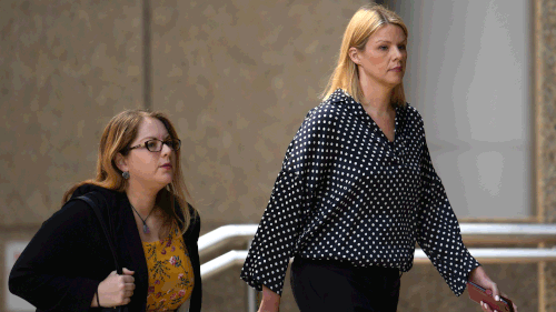Leanne Russell (right) told the Sydney jury she 'shielded her eyes'. (AAP)