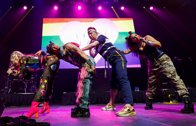 Vengaboys performs on stage during the '90s Nostalgia Electric Circus Edition at Abbotsford Centre on September 20, 2021