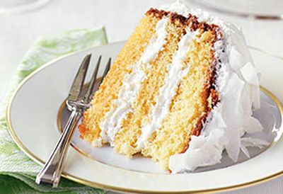 Vanilla cake with coconut icing