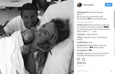 Rugby league star Sam Burgess and his wife Phoebe, welcomed their first child in January of this year - a gorgeous baby girl,&nbsp;Poppy Alice Burgess.&nbsp;&ldquo;My two girls doing extremely well,&rdquo; Sam Burgess captioned this photo when Poppy arrived. &ldquo;My everything.&rdquo;