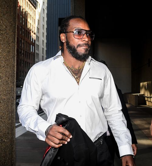 West Indies' Cricket player Chris Gayle arrives at the NSW Supreme Court in Sydney. (AAP)