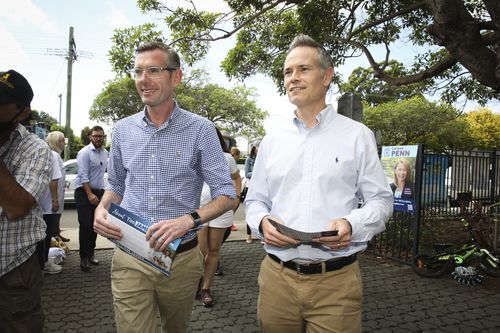 Willoughby By Election. Cammeray Public School is visited by NSW Premier Perrottet and local candidate Tim James. February 12, 2022.  