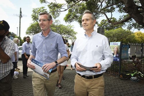 Willoughby By Election. Cammeray Public School is visited by NSW Premier Perrottet and local candidate Tim James. February 12, 2022. 